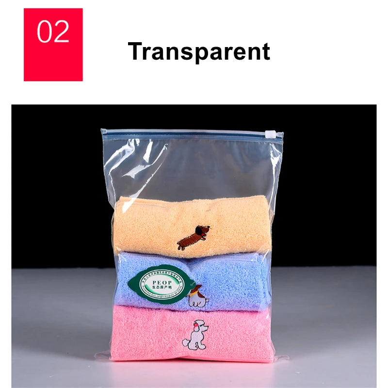 StoBag 5/10PCS Transparent Clothes Zipper Bags – Clear Reusable Sealed Shirt & Garment Storage Pouches