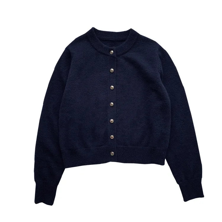 Women's Loose Round Neck Knit Cardigan - Soft Sweater Jacket - photo 5