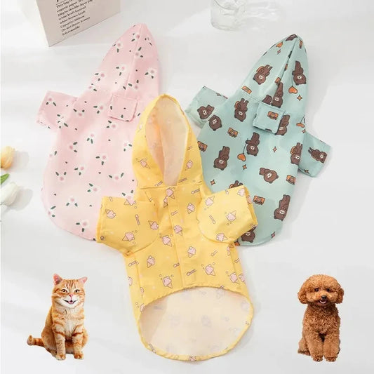 Waterproof Dog Raincoat with Hood - Short Sleeve Summer Coat