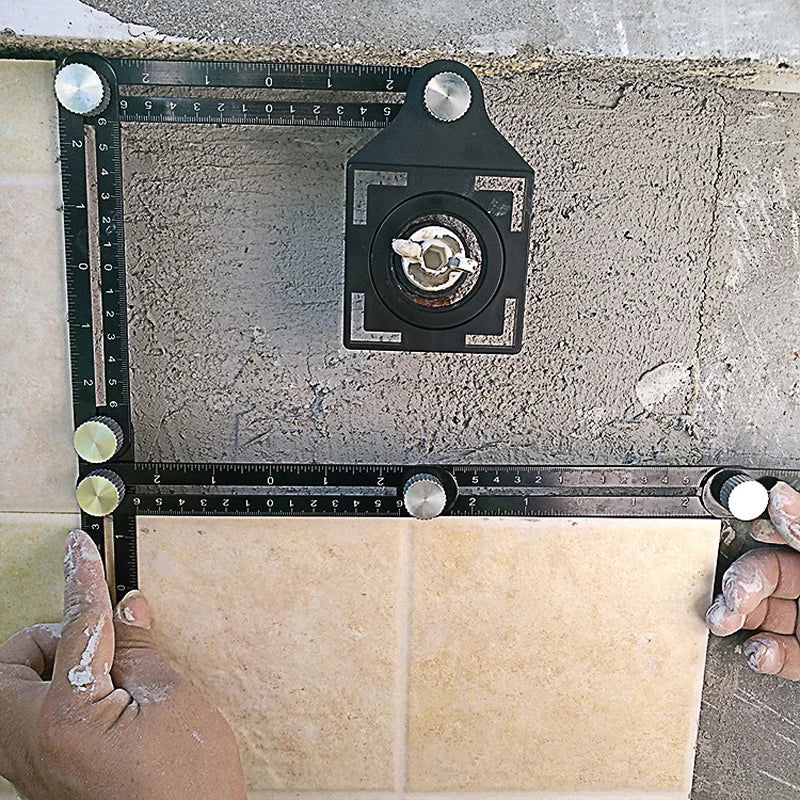 6-Fold Angle Measuring Ruler, Aluminium Tile Drilling Template