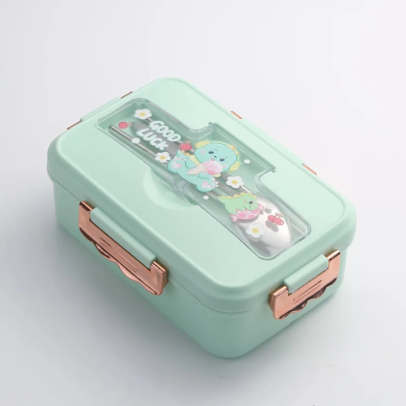 Dinosaur Kids Bento Lunch Box - 3 Grid Snack Box with Cutlery - photo 11