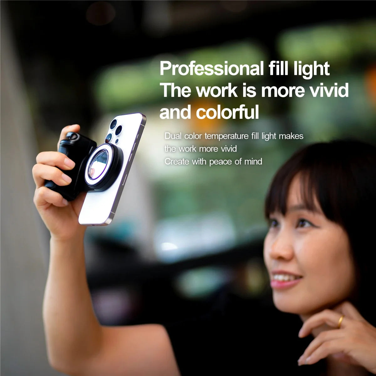 MagSafe Phone Camera Shutter Grip for iPhone 16 Android Bluetooth Selfie Stabilizer With Fill Light for Smartphone Photography