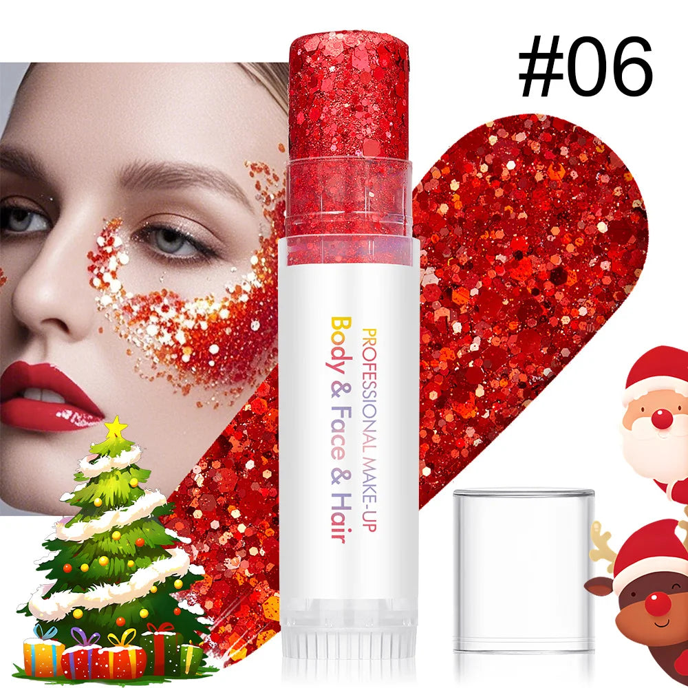 Body and Facial Glitter with Long-Lasting Shine, Suitable for Holiday and Christmas Party Makeup