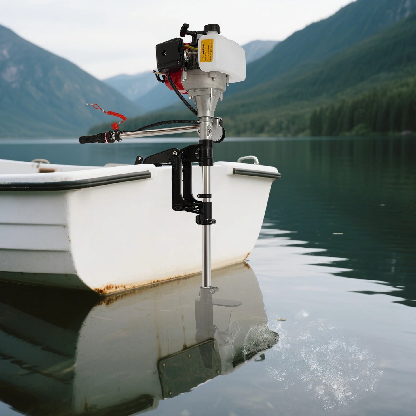 2.3 HP 2 Stroke Outboard Motor 52cc, Shunyu Forced Air Cooling 1-Cylinder All-in-One 25:1 Oil Ratio 1L Tank