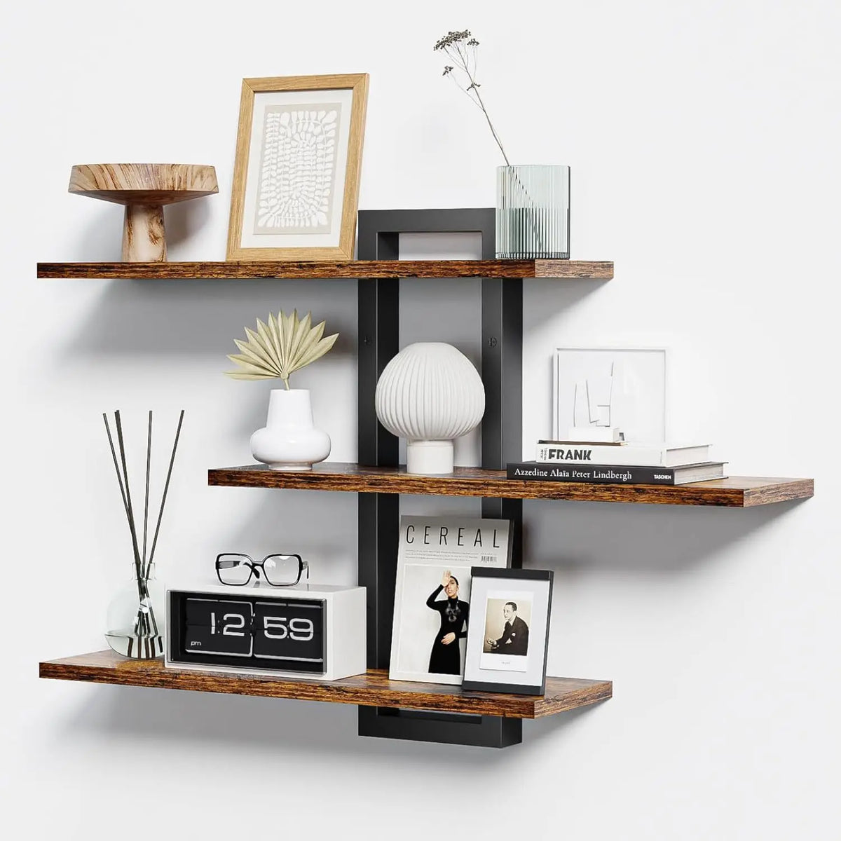 Floating Shelves for Wall, Wood Wall Shelves for Bathroom, 3 Tier Shelves for Wall Decor, Decorative Hanging Storage Shelf