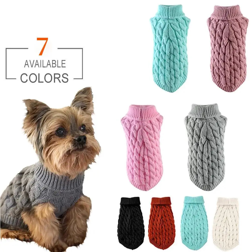 Turtleneck Knit Pet Sweater - Warm Winter Clothes for Small Dogs and Cats - photo 3