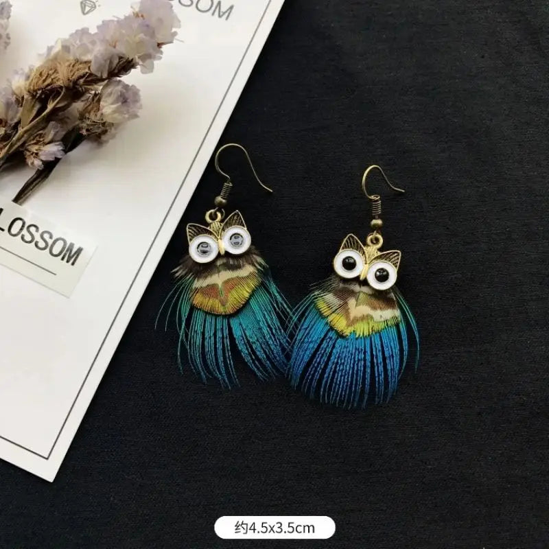 Unique Exaggerate Feather Earrings Creative Feathers Long Earrings Trendy Boho Big Earrings Jewelry Wholesale Custom Packaging