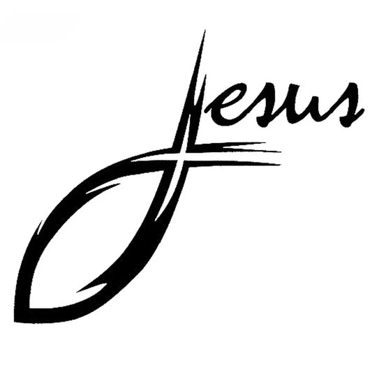 JPCT   Jesus Curve Cross Christ Fish Stickers for Racing, Luggage Waterproof Stickers 50cmx42cm