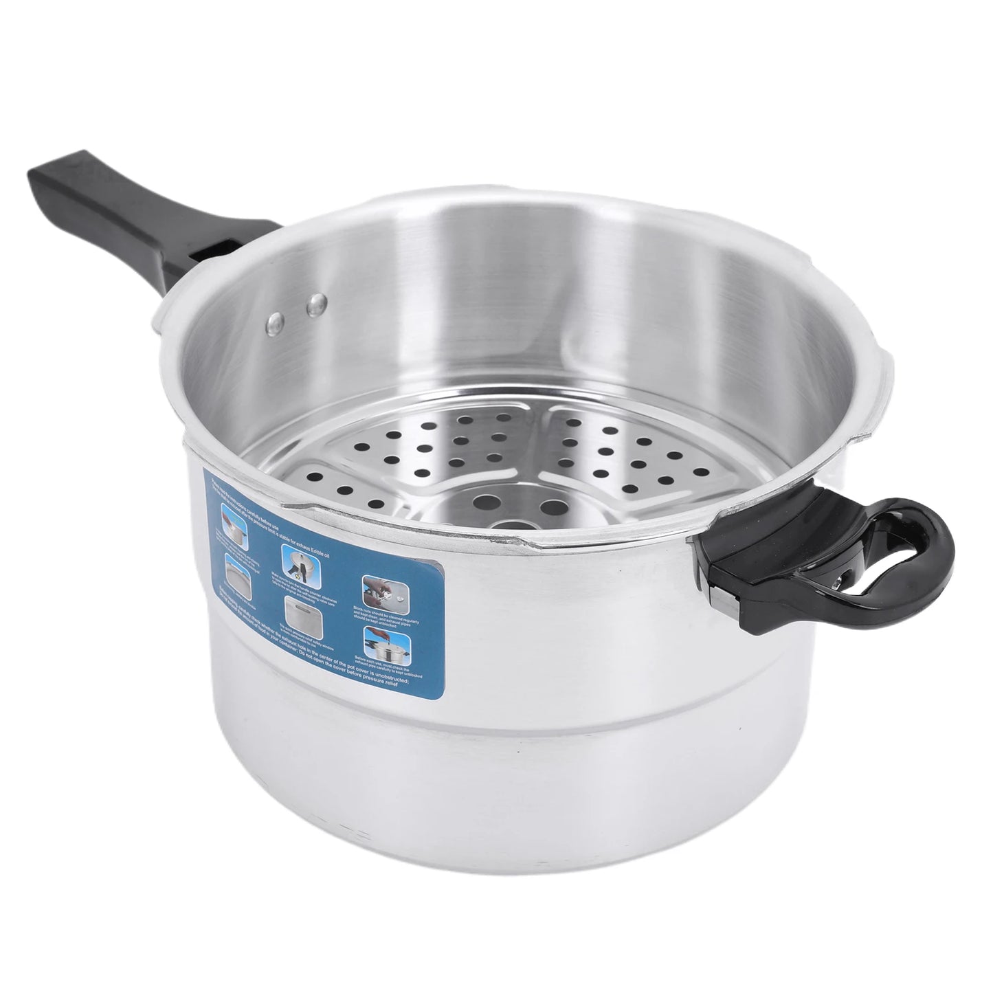 Large Aluminum Pressure Cooker with Steaming Plate - Fast Cooking