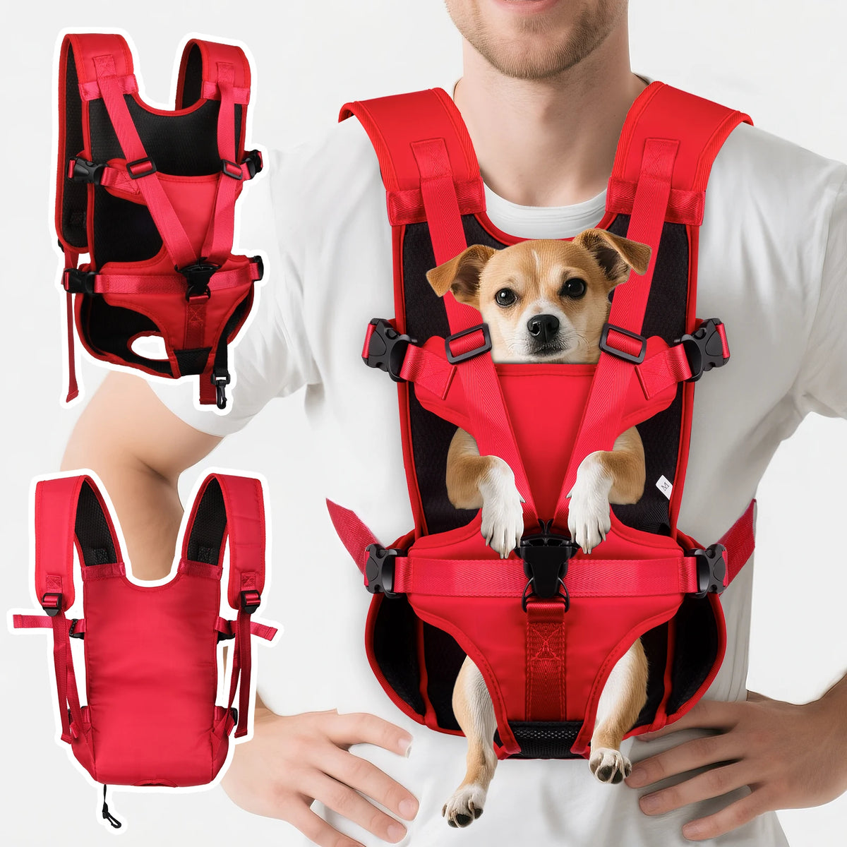 Adjustable Dog Chest Carrier - Front Backpack for Small Dogs