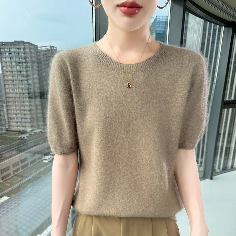 Women's Short Sleeve Knit Sweater Top