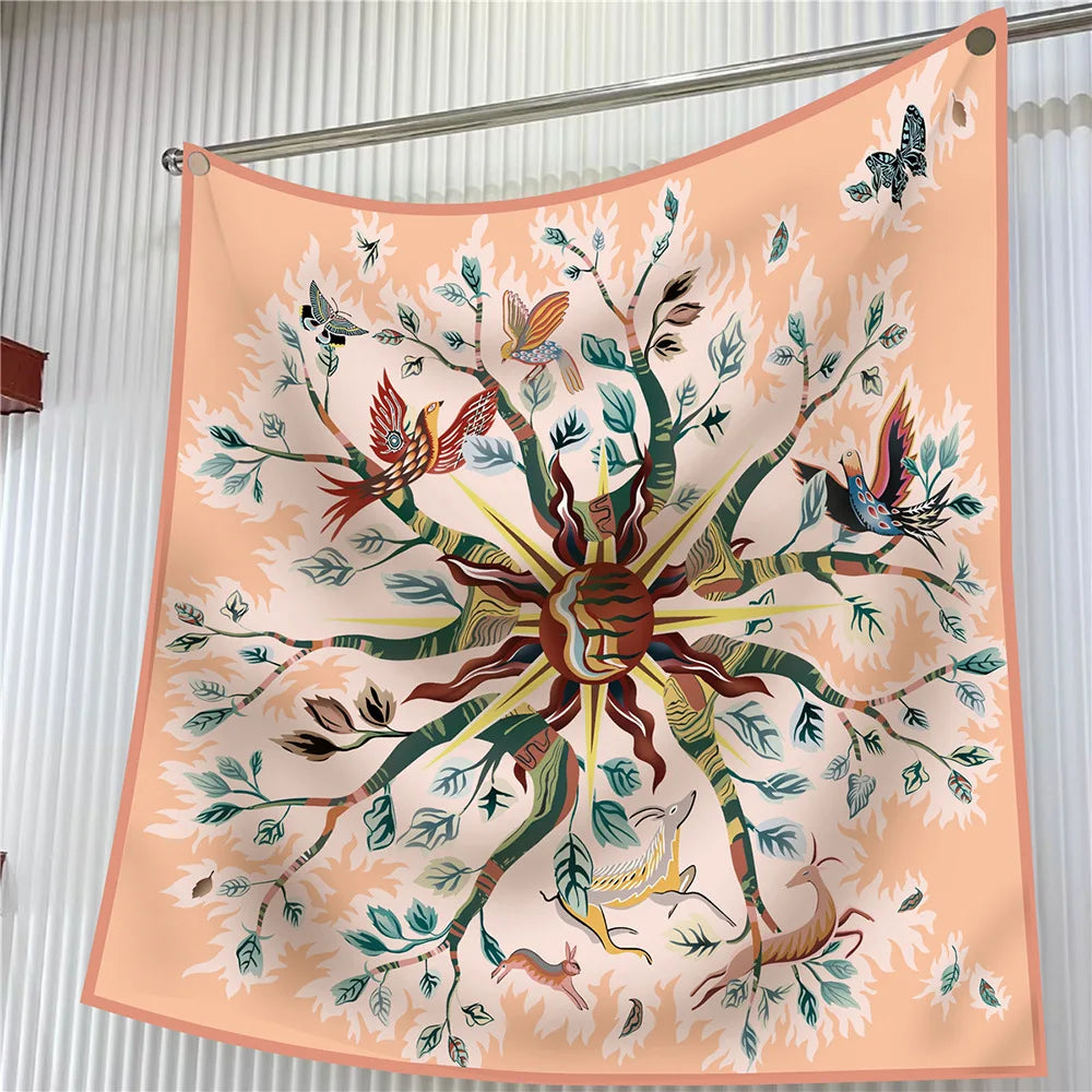 90cm Elegant Floral Silk Scarf for Women - Versatile Fashion Accessory