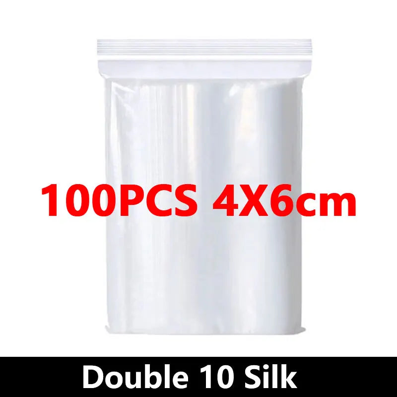 100PCS Thicken Ziplock Sealed Bags – Clear PA+PE Plastic Storage for Jewelry, Food & Packing