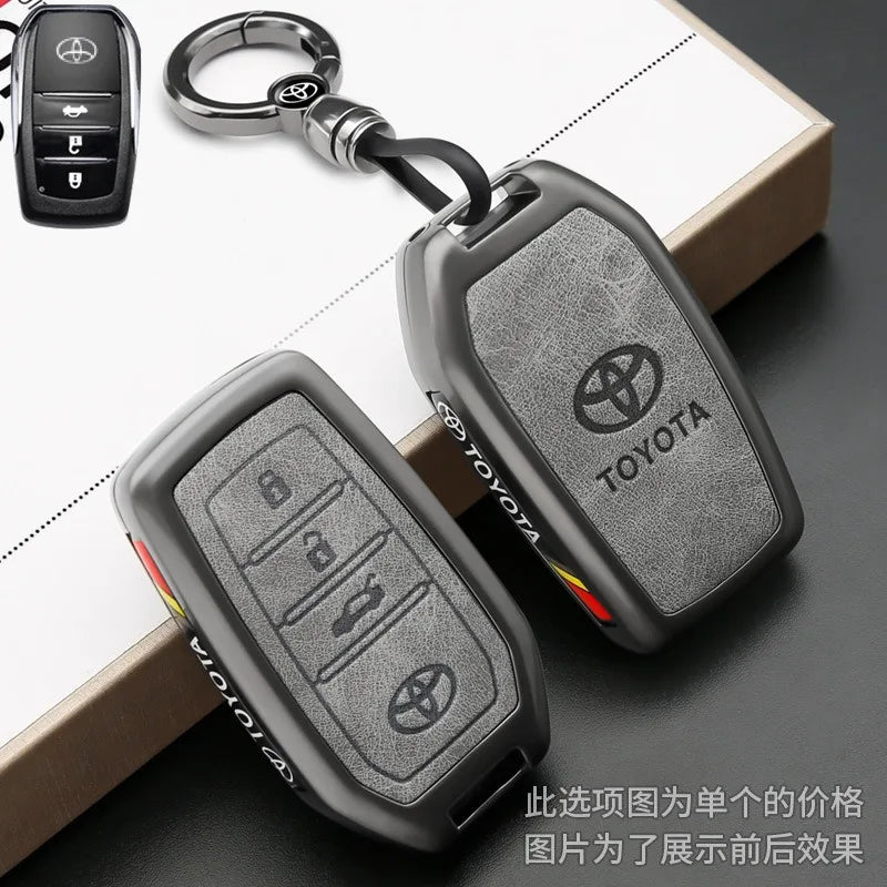 Car Key Case Cover Bag Shell For Toyota C-HR Prius RAV 4 Camry Corolla Land Cruiser 200 Prado Crown TLK 200 Yaris Cross Hilux
