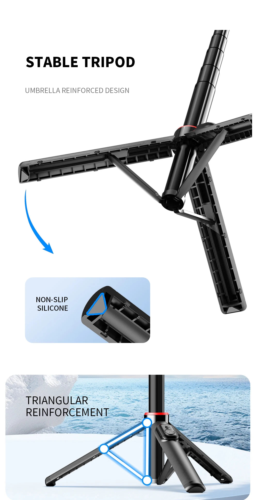 Magnetic Selfie Stick Tripod for iPhone 12-16 Pro Max Travel Stand with Magsafe Phone Clamp for Android Smartphone