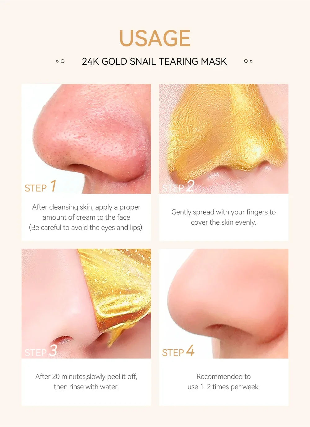 LAIKOU 24K Gold Snail & Collagen Peel-Off Face Mask 50g – Deep Cleansing, Blackhead Removal, Oil Control & Deep Hydration for Women