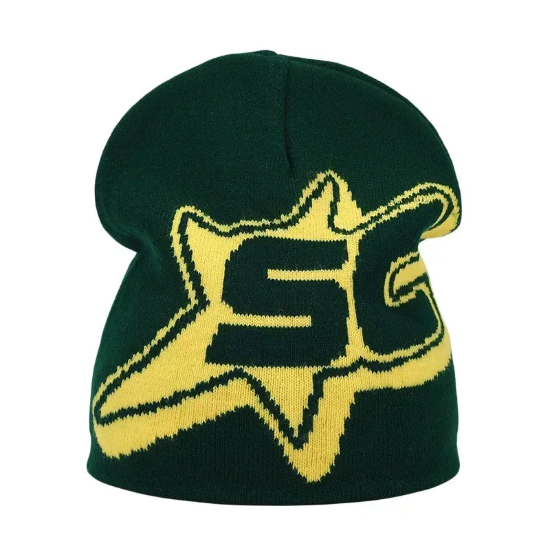 Y2K Letter Knit Beanie, Warm Ski Hat
