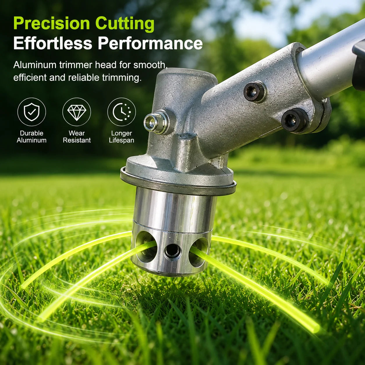 1Pc Aluminum Alloy Trimmer Head, Cylindrical Grass Cutter Head, 1in Hole, Steel Wire Ropes, Lawn Mower Garden Tool