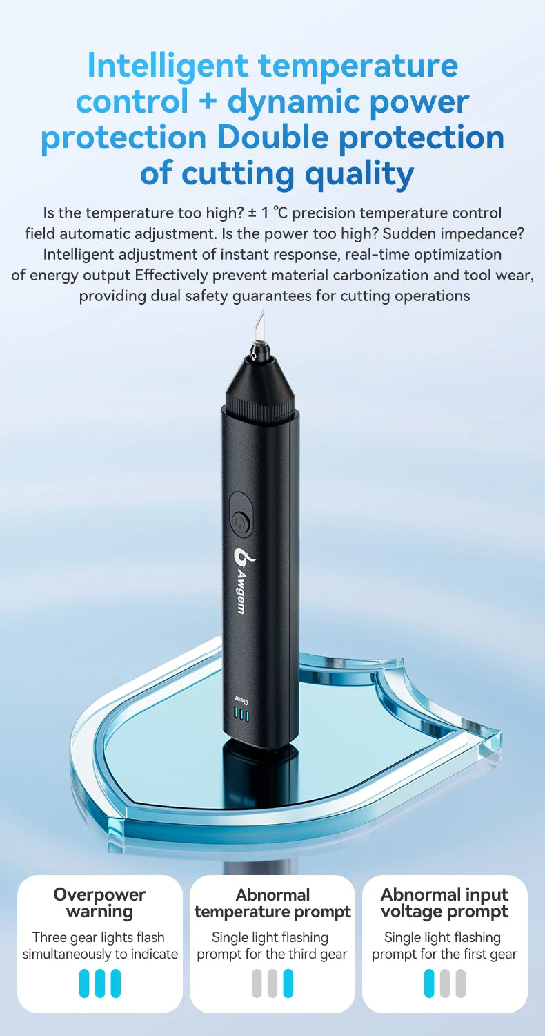 Awgem 40KHz Handheld Ultrasonic Cutter – Electric Carving Tool for Plastic, Resin, 3D Printing & Textile