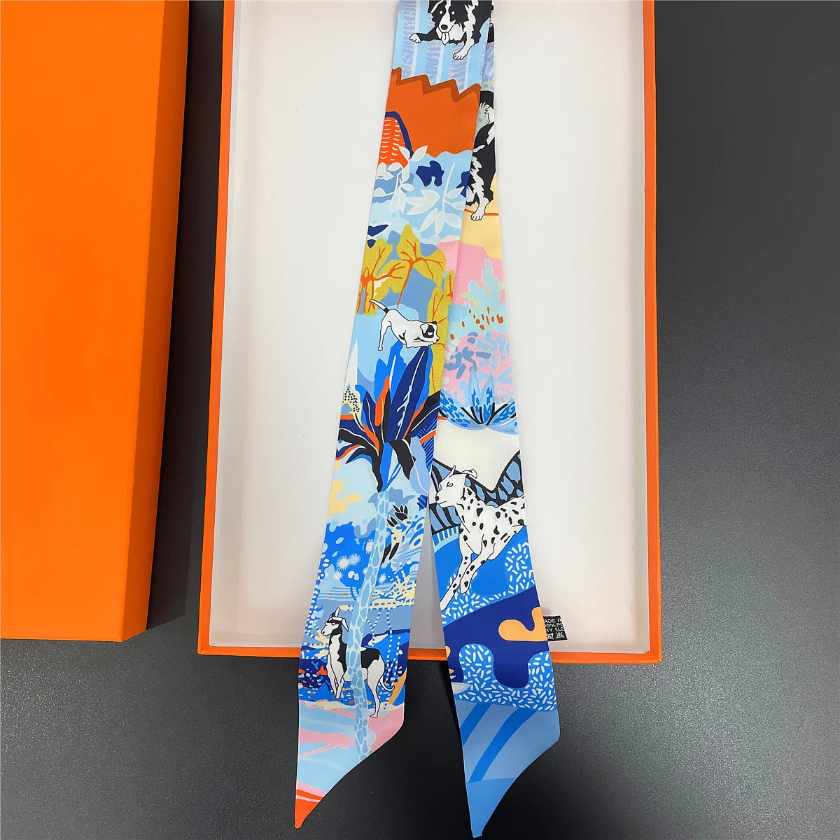 Women's Long Skinny Ribbon Scarf - Printed Hair Tie & Bag Band - photo 30