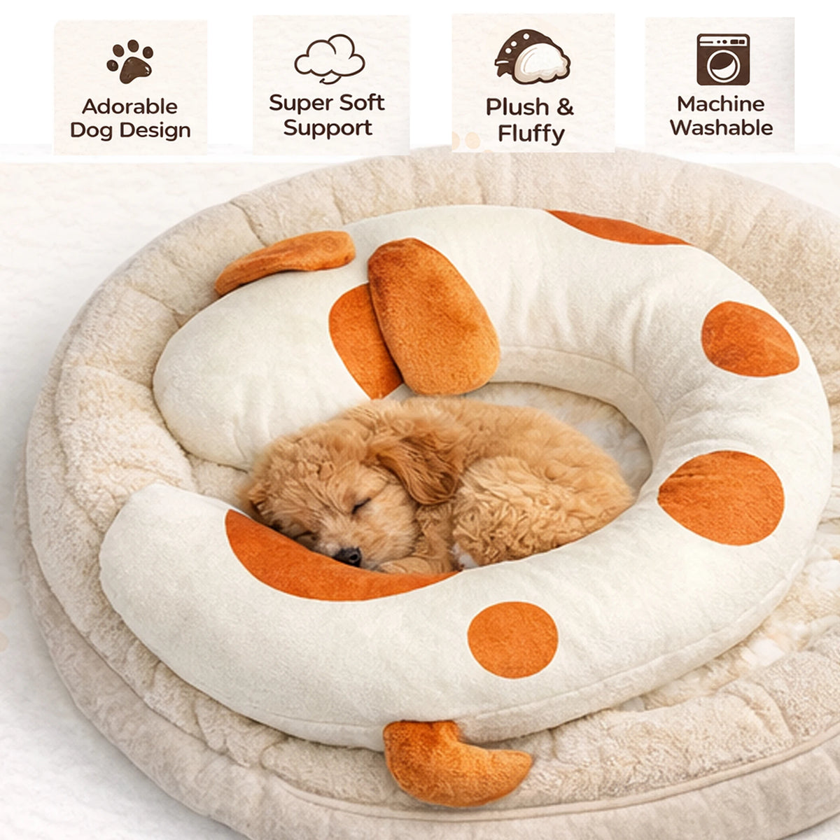 Dog Bed Pillow Soft Breathable Fabric Protects Spine Suitable Small Medium Sized Dogs Keeps Warm During Sleep