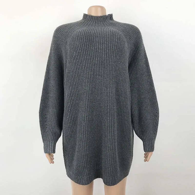Women's Turtleneck Sweater Dress - Oversized Knit Mini Dress - photo 2