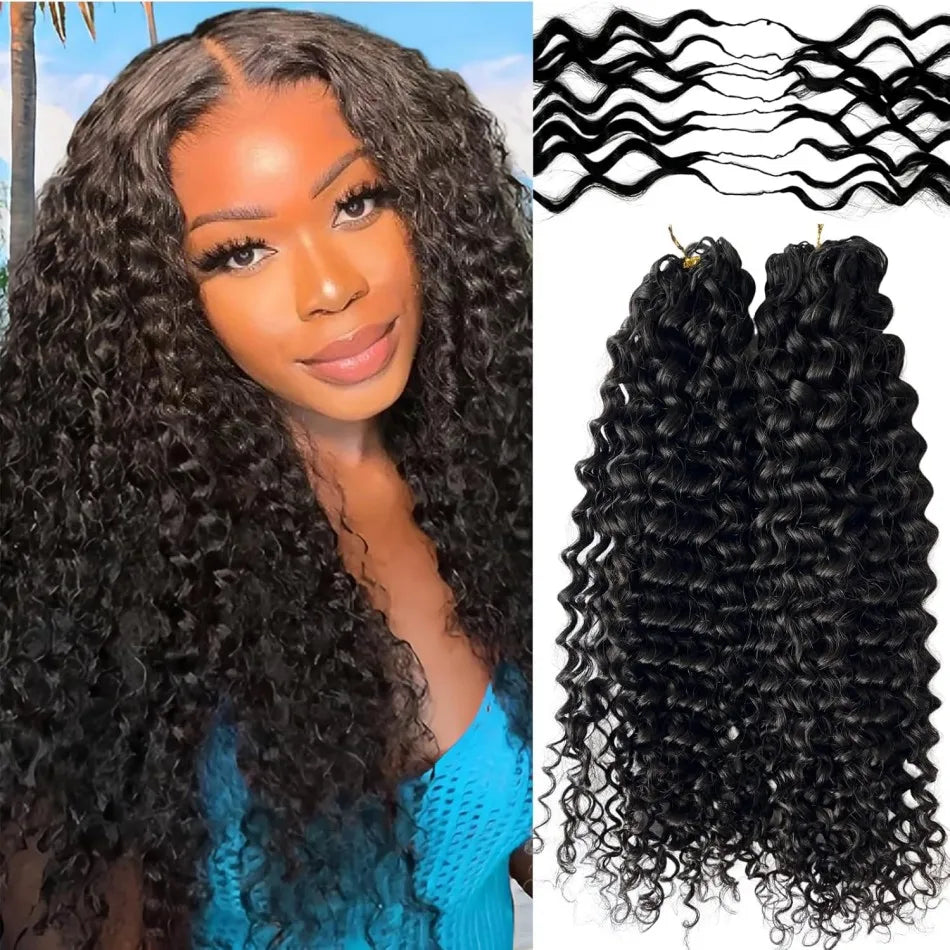 Curly Crochet Human Hair Bundles 5 Packs Brazilian Curly Weave Deep Wave Pre-Separated Virgin Feather Hair Extensions For Women