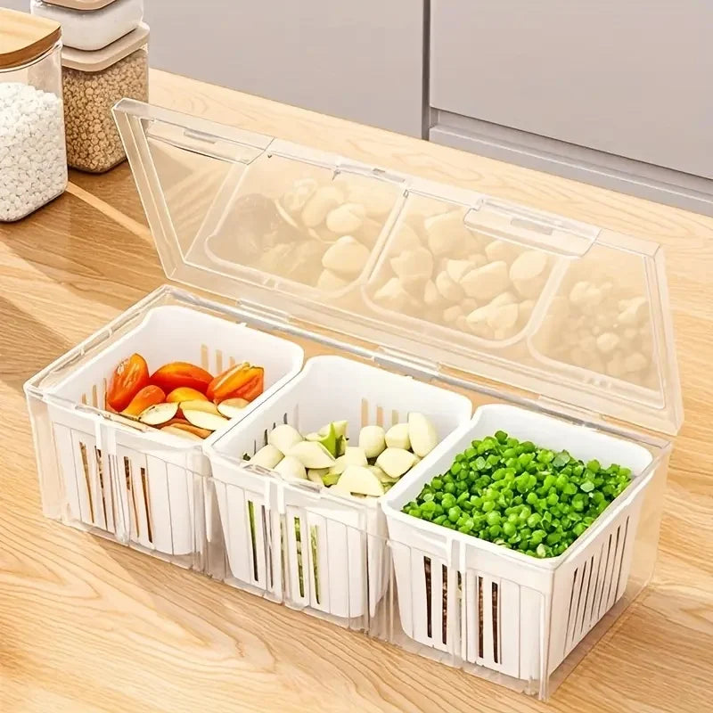 Square Fridge Storage Box Set - Clear Compartment Produce Keeper - photo 2