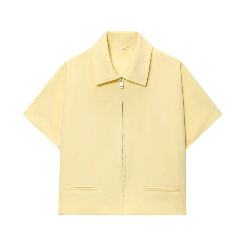 MUJER Women's Cropped Jacket Short Sleeve Varsity Jackets for Women Summer Zip up New in Coats and Jackets Holiday Outerwears