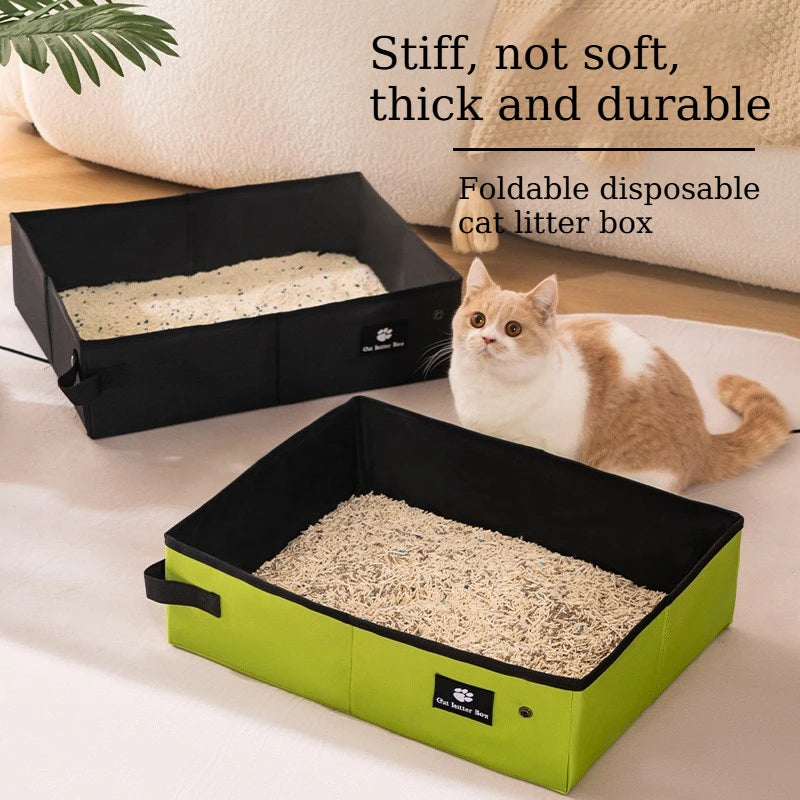 Foldable Cat Litter Box Waterproof Reusable Litter Tray Portable Travel Kitty Toilet Pet Toilet Indoor Home RoadTrip Camping Use