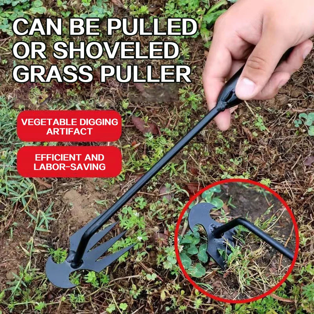 2-in-1 Garden Hoe Cultivator & Weed Puller – Heavy-Duty Rust-Resistant Gardening Tool with Handle