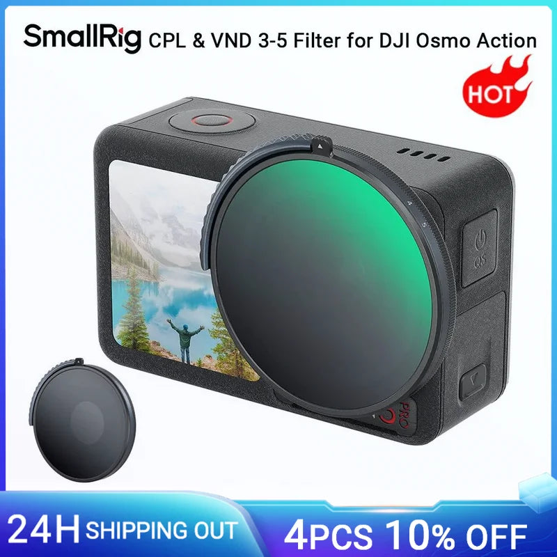 SmallRig CPL & VND 3-5 Filter for DJI Osmo Action 4 Combining ND8 ND16 ND32 CPL Fiter into One, Multicoated HD Optical Glass4941