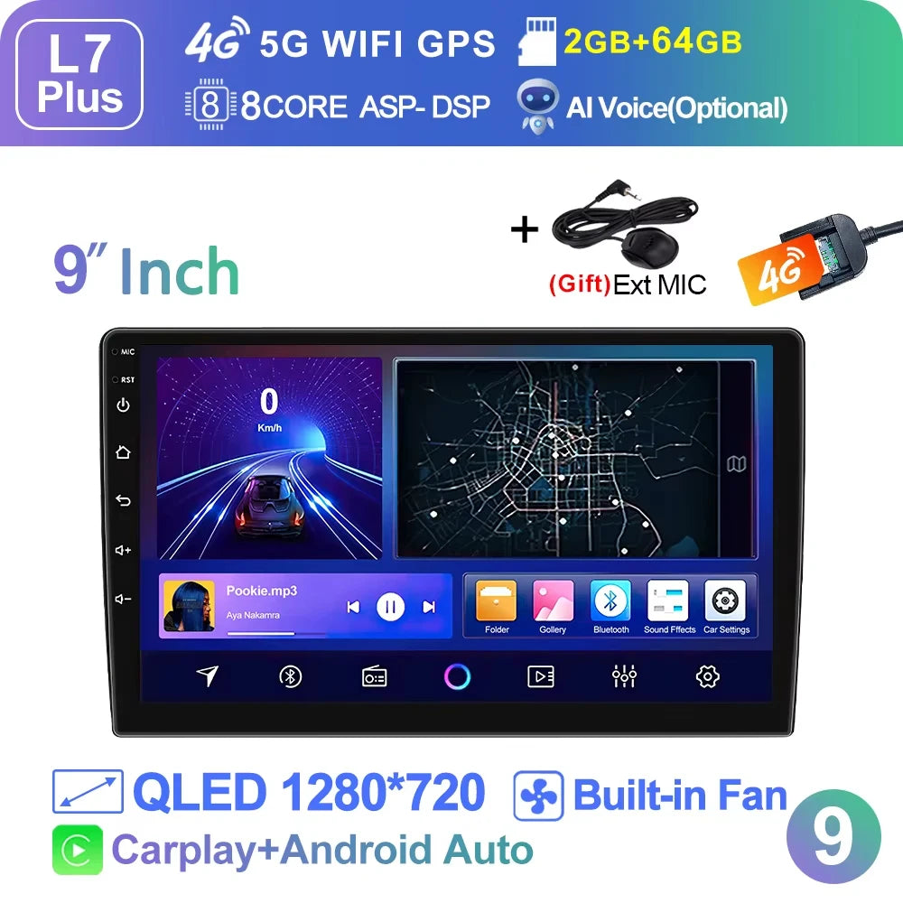 LEHX Wireless Carplay 2din Android 14 Car Radio Multimedia Video Player Universal 7/9/10 inch AutoRadio GPS Navigation 4G WiFi