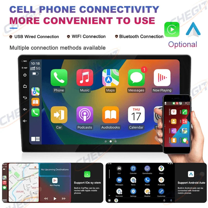 Universal 2-DIN Android 13 Car Stereo (7"/9"/10", 64GB) — CarPlay, Android Auto, GPS, WiFi