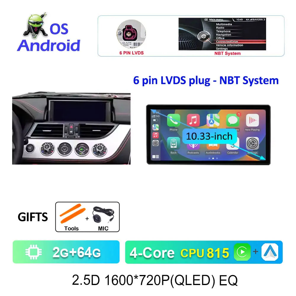 12.3" Android CarPlay Screen for BMW 3/4 Series F30 F31 F32 F33 F34 F36 (2013–2019) NBT/EVO — Android Auto, GPS, 4G