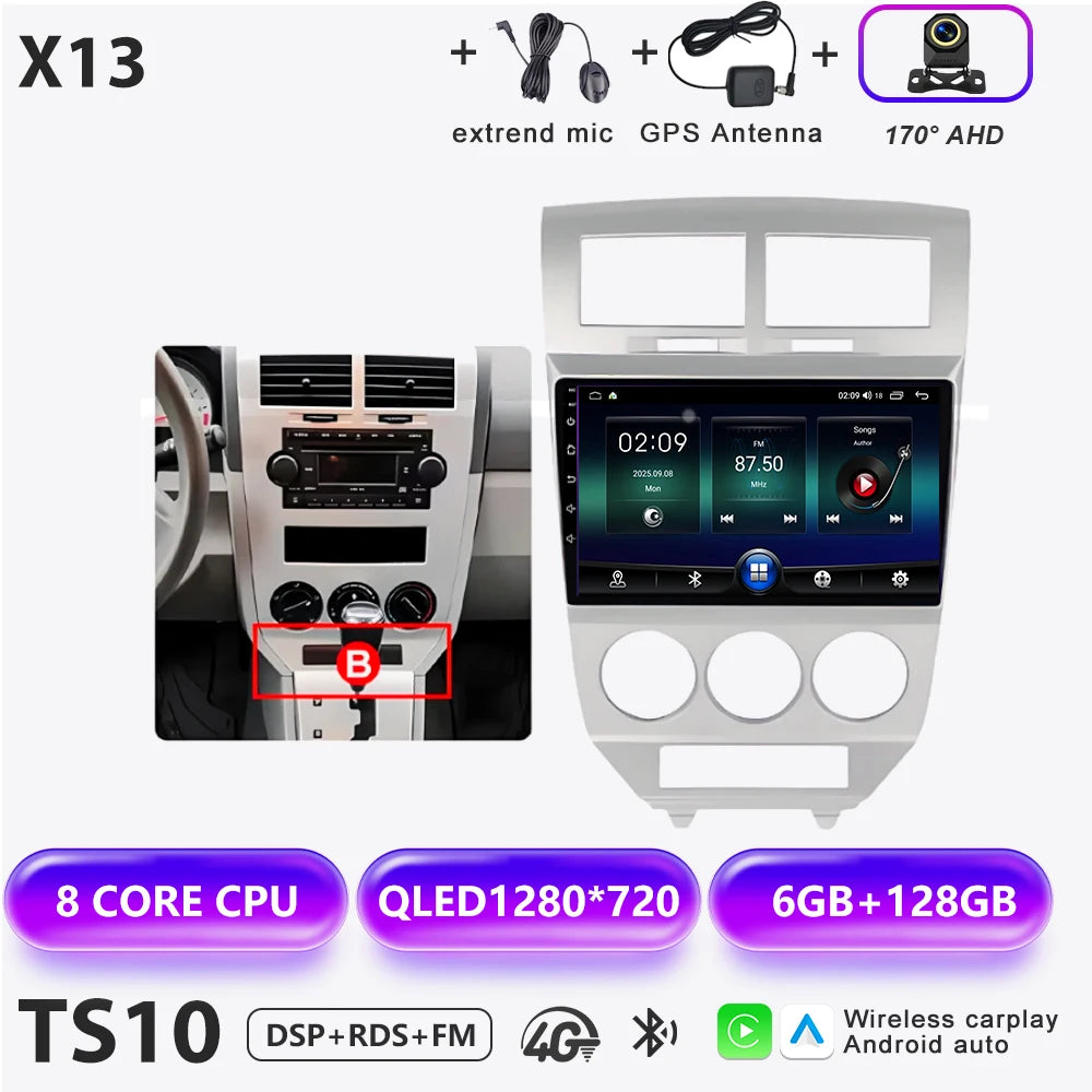 Car Stereo with Apple CarPlay & Android Auto, Compatible with Dodge Caliber & Jeep Compass MK