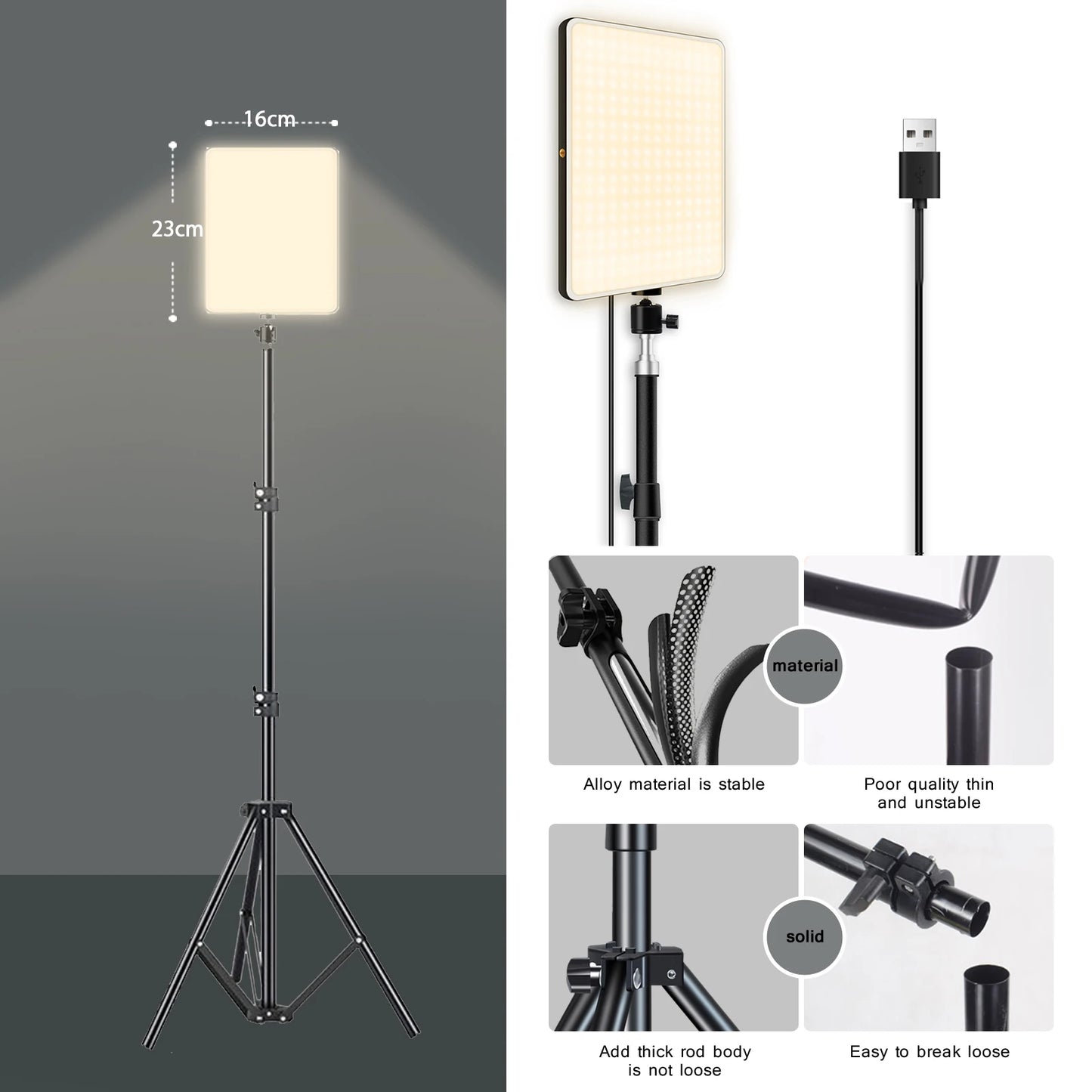 LED Video Conference & Photography Light – Bi-Color 3300K-5600K Studio Lamp with Tripod | TikTok, Zoom & Live Streaming