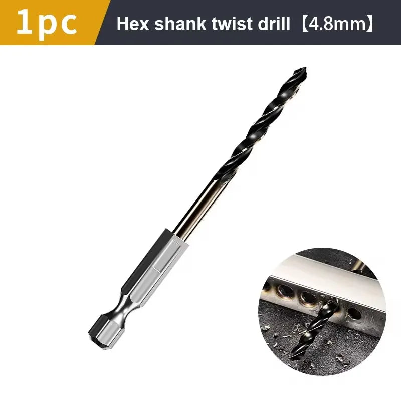 1.5-7.5mm Hex Shank Twist Drill Bit Wood Metal Hole Cutter Core Drilling Tool Cobalt Carbide Tip Flat Drill Bits HSS