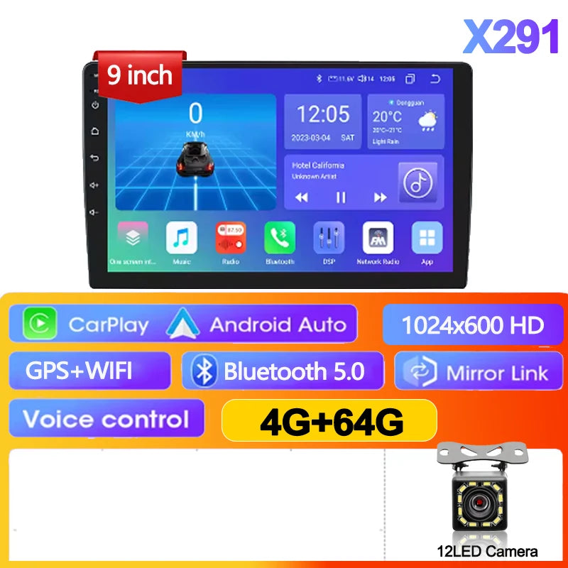Universal 2-DIN Android 13 Car Stereo (7"/9"/10", 64GB) — CarPlay, GPS, Bluetooth, WiFi