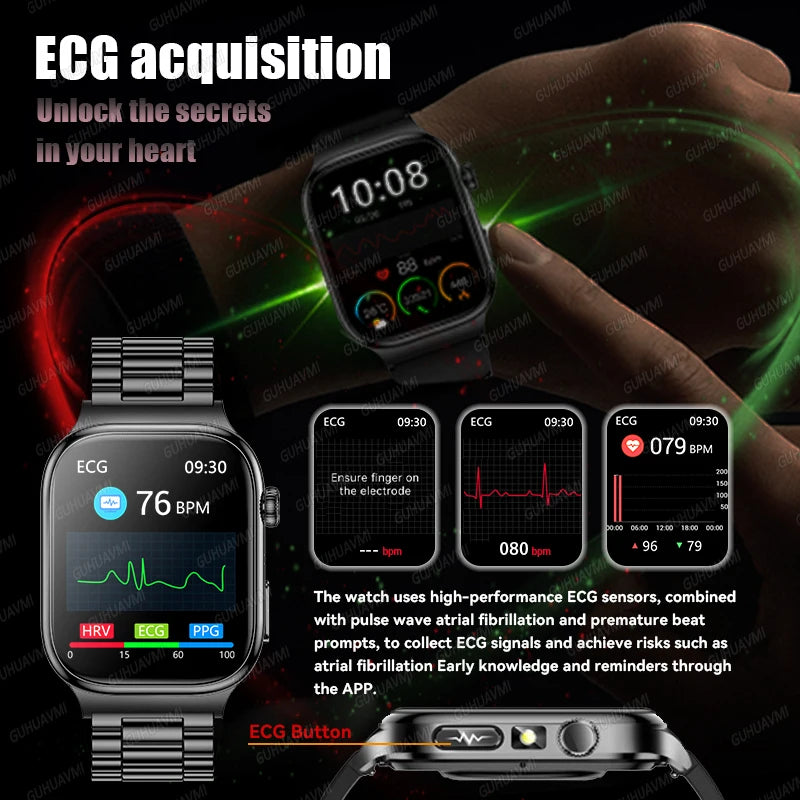 2026 ECG+PPG Health Smart Watch – Uric Acid, Blood Lipids, Blood Pressure & Bluetooth Call | Men & Women