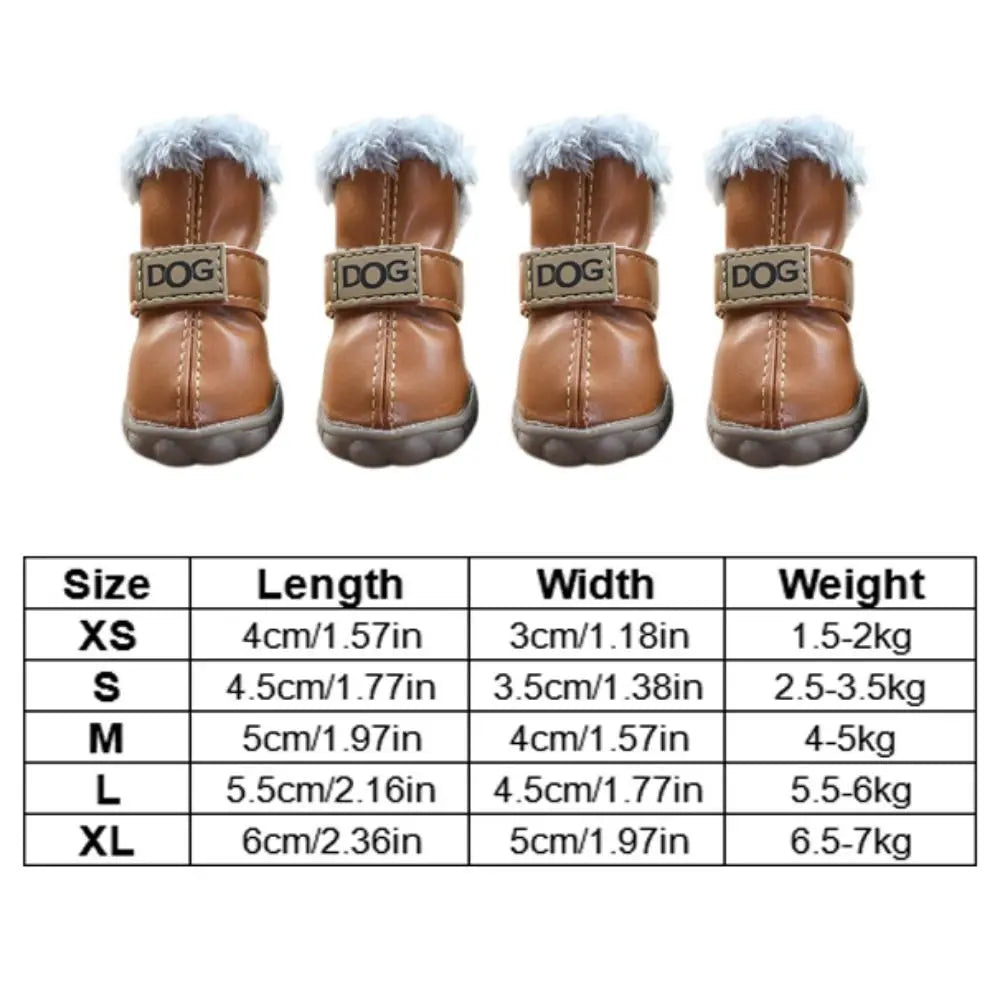 Cotton Pet Snow Boots Set of 4 - Warm Non-Slip Winter Dog Shoes - photo 6