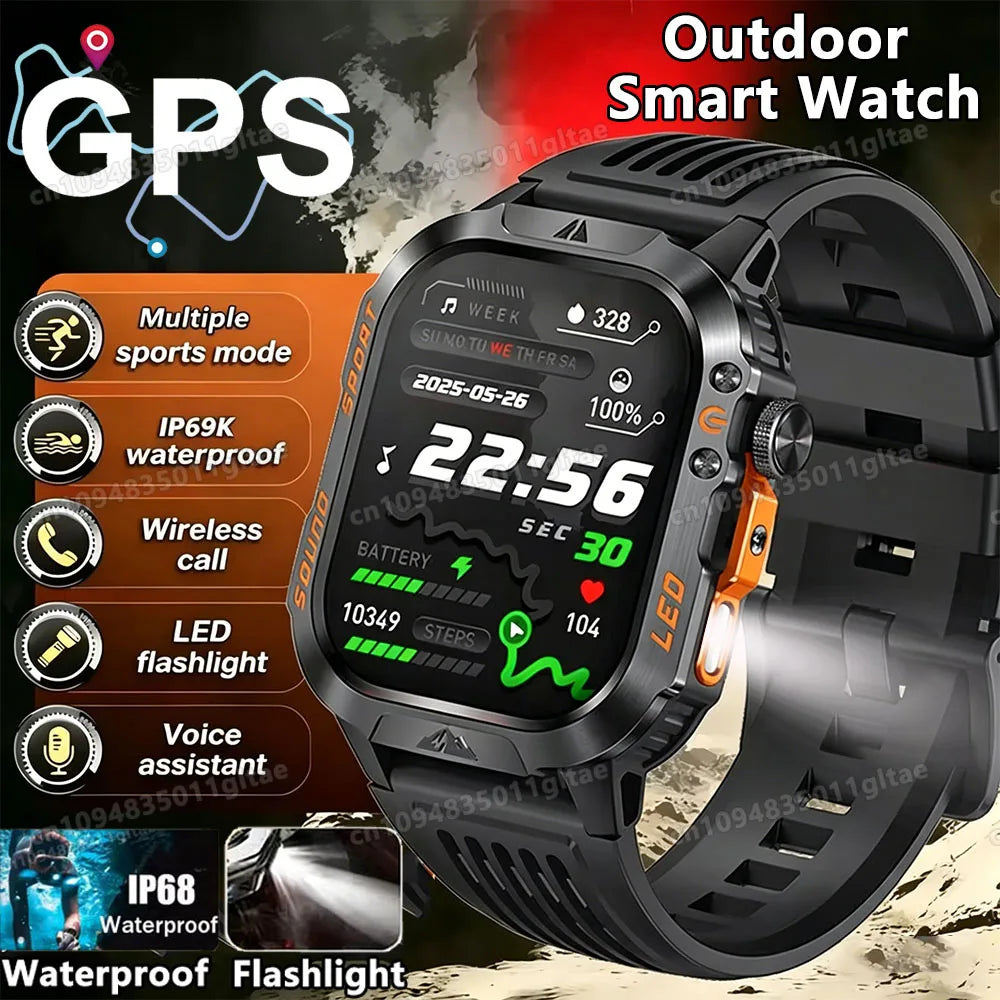 Military-Style Smart Watch — IP67, GPS, Outdoor Fitness Tracker