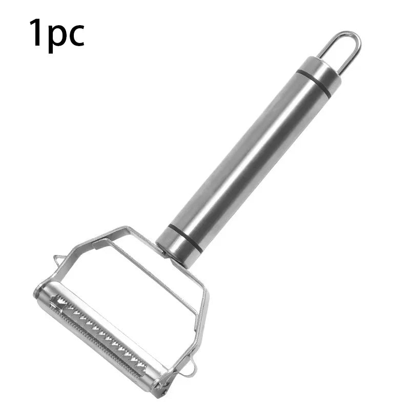 3-in-1 Stainless Steel Peeler Set - Vegetable Peeler, Julienne Slicer, Grater for Kitchen, Dishwasher Safe (Silver)