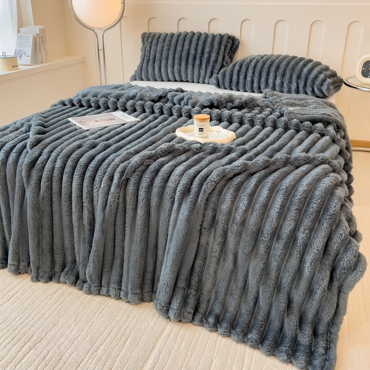 Wide Striped Multi-Use Blanket, Bed Cover and Nap Blanket