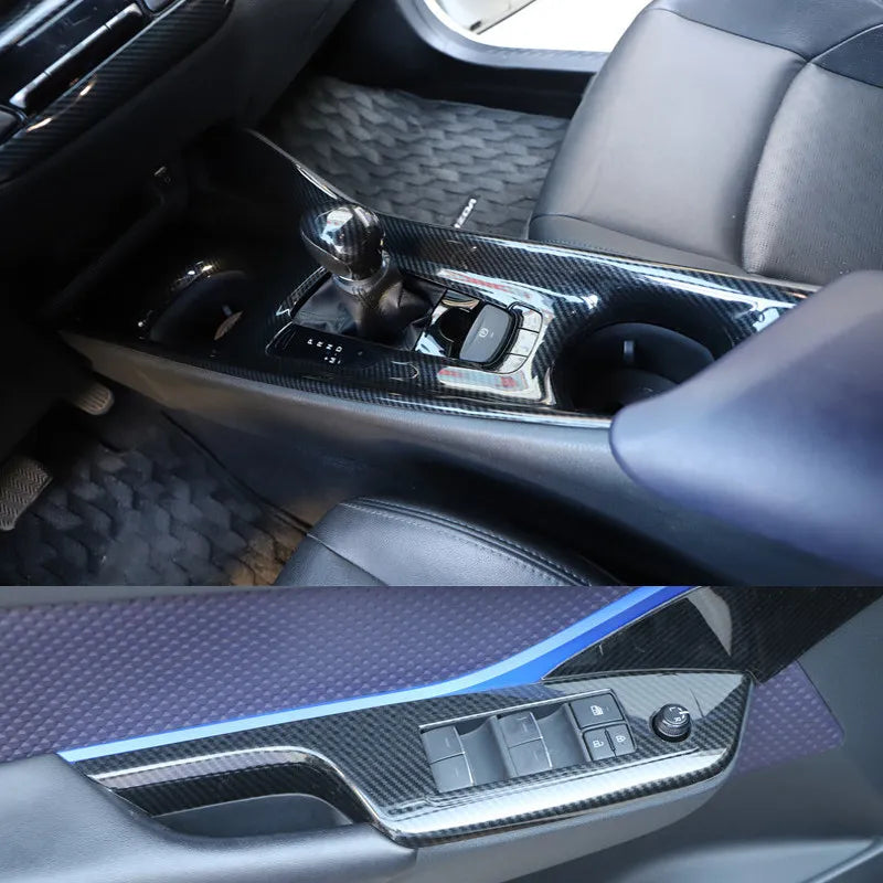 For Toyota C-HR AX10 CHR 2017-2023 Carbon Fiber Texture Window Switch Lift Panel Air Outlet Protective Cover Interior Accessorie