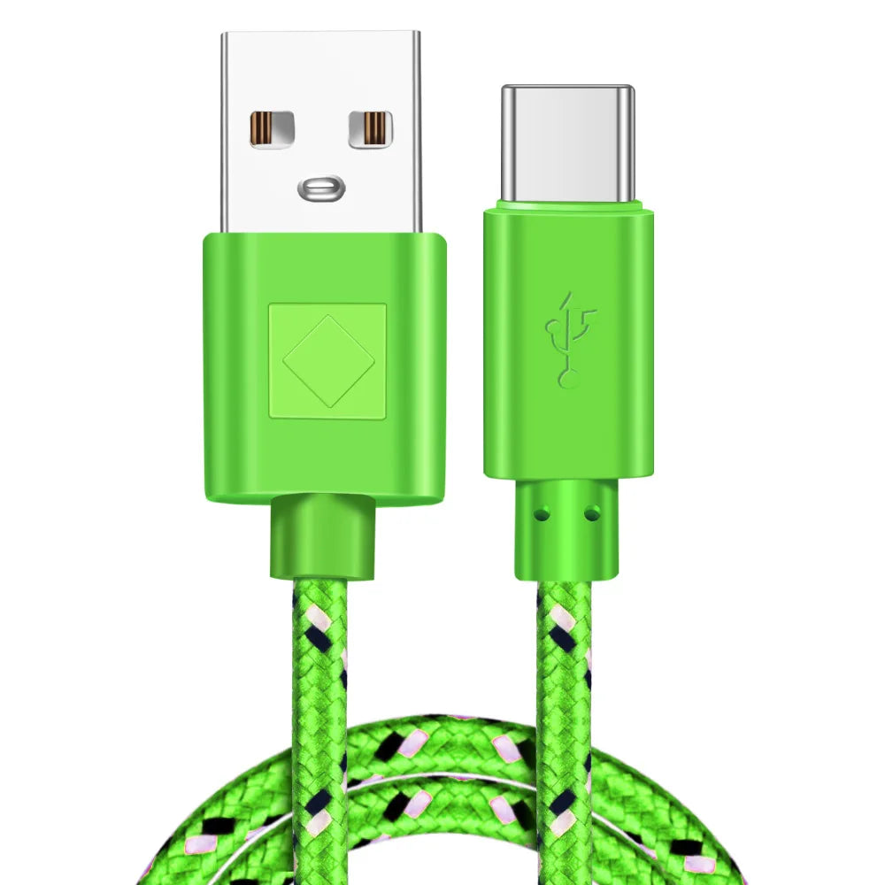 USB Type C Cable Nylon Fast Charging Data Cable for Samsung S10 S9 Note 9 Oneplus xiaomi Huawei Mobile Phone Type-c USB-C Cables