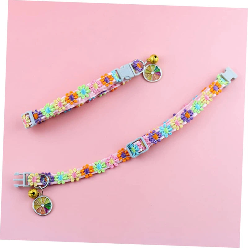 Flower Cat Collar with Bell - Adjustable Kitten Necklace – photo 4