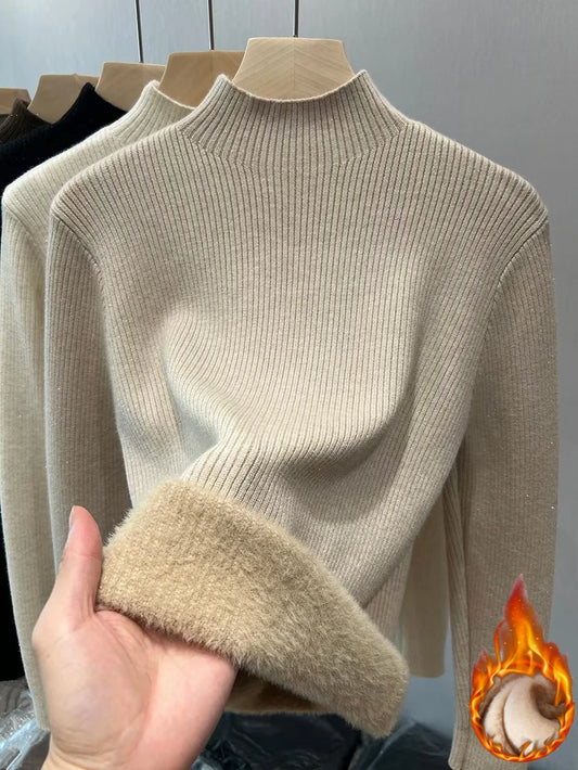 Women's velvet-lined thermal turtleneck sweater — view 1 of 20