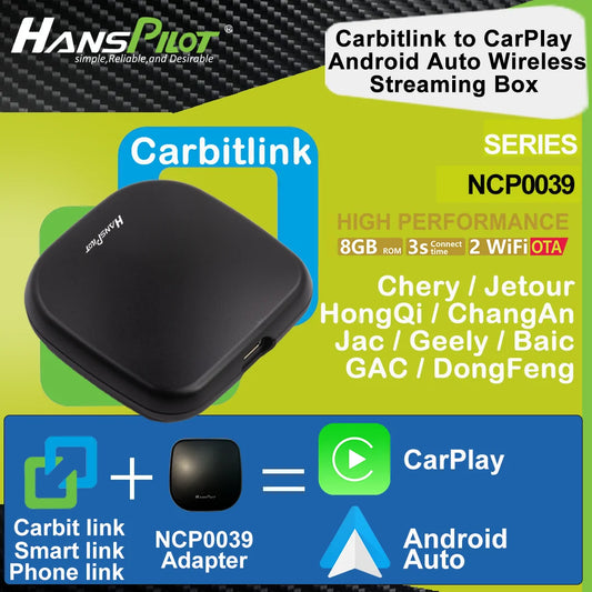 Carbit Link / Smart Link to Wireless CarPlay & Android Auto Adapter (NCP0036/NCP0039) — for Jetour X70 X90 X95, Dashing