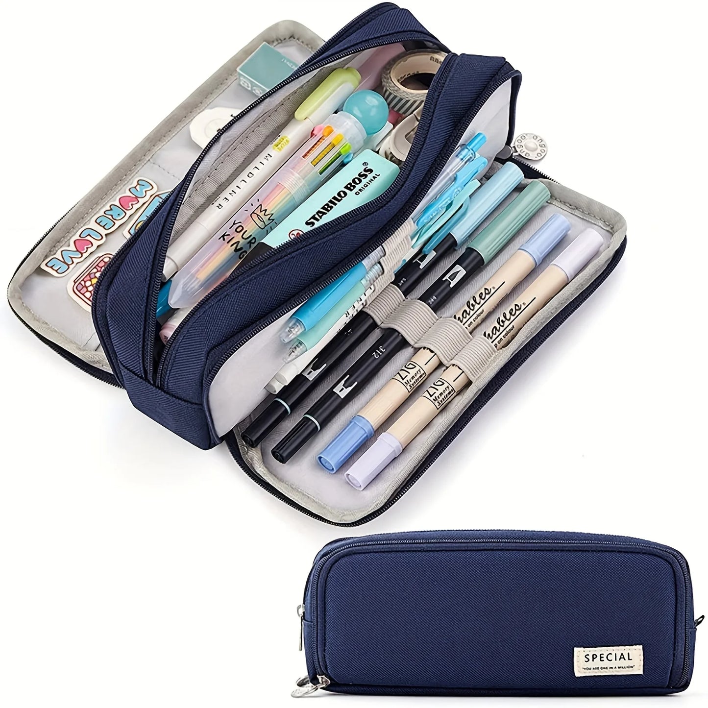 Pink girl-style pencil case with multiple layers and large capacity, sturdy and durable. Perfect partner for stationery storage